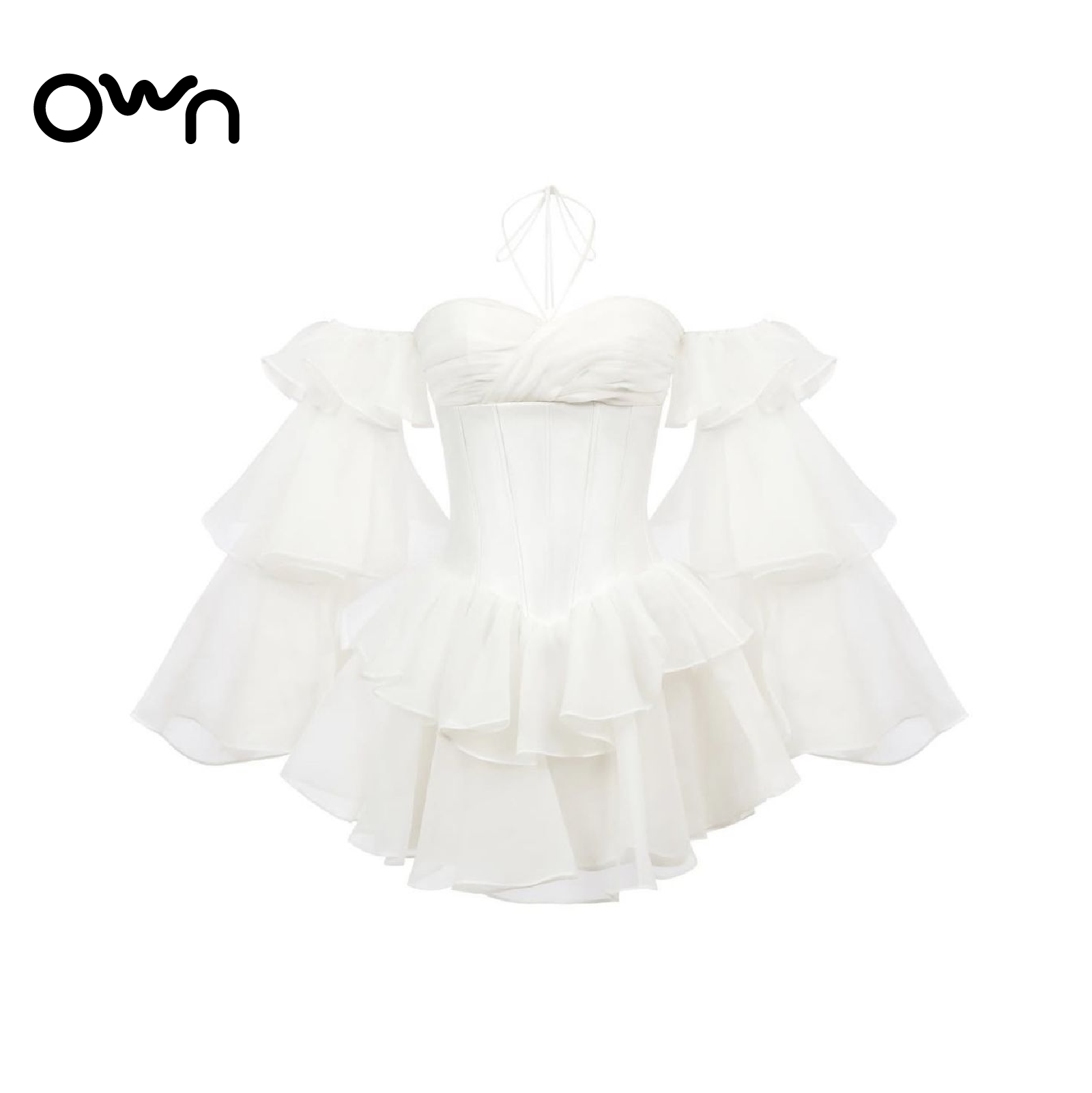 เดรสชีฟอง เปิดไหล่ ผูกคอ - Image 2