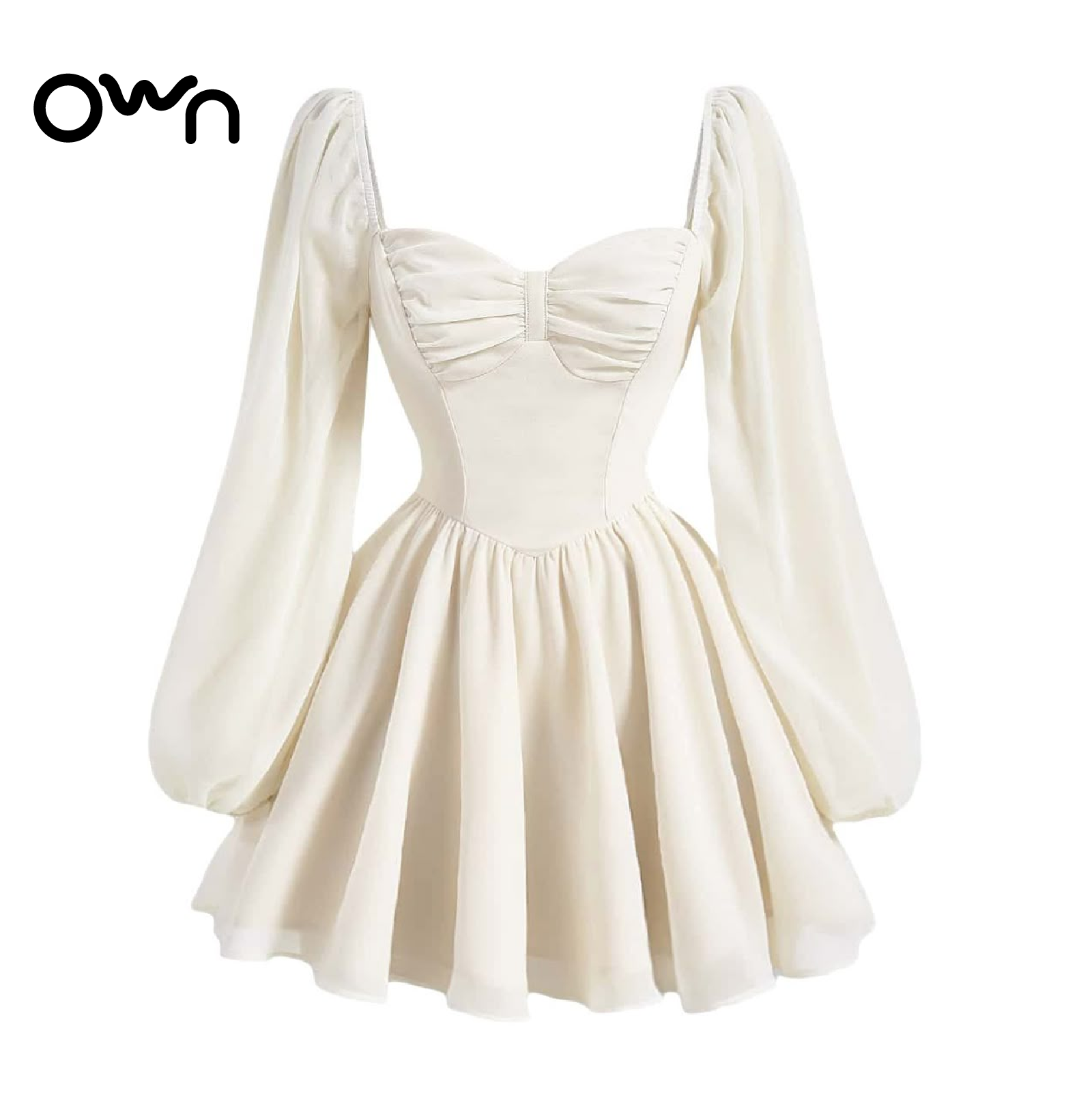 เดรสแขนยาว เข้ารูป กระโปรงบาน - Image 2