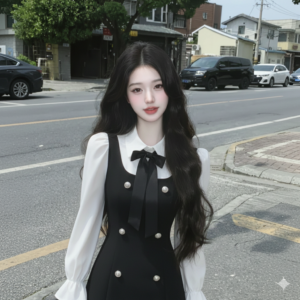 เดรสกระโปรงสั้น แขนยาวลุคคุณหนู